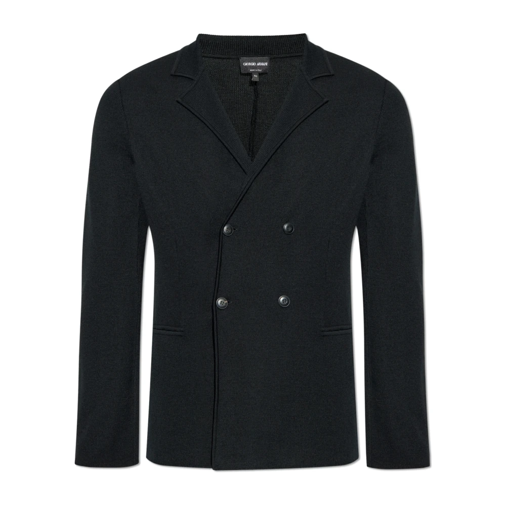 Giorgio Armani Wollen Double-Breasted Blazer Black Heren