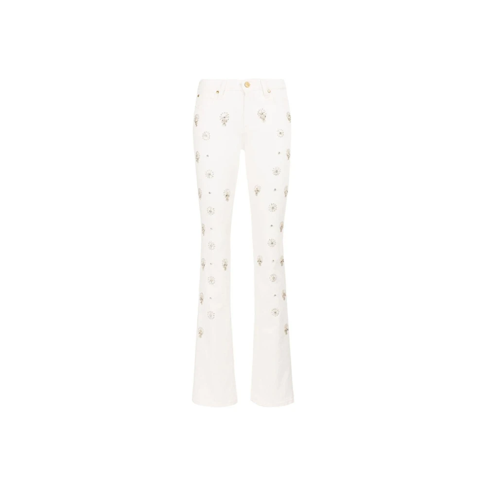 Roberto Cavalli Versierde kraal jeans met middelhoge taille White Dames