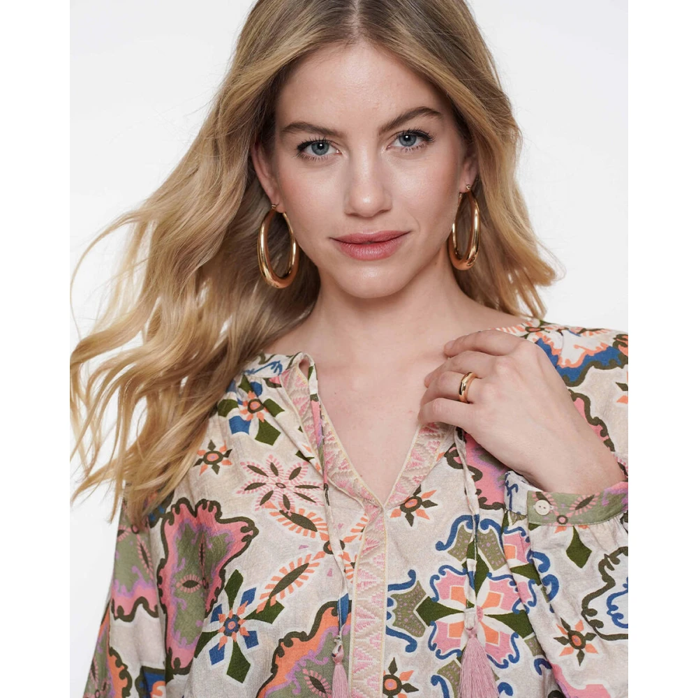 Geisha Lange Mouw Top Multicolor Dames