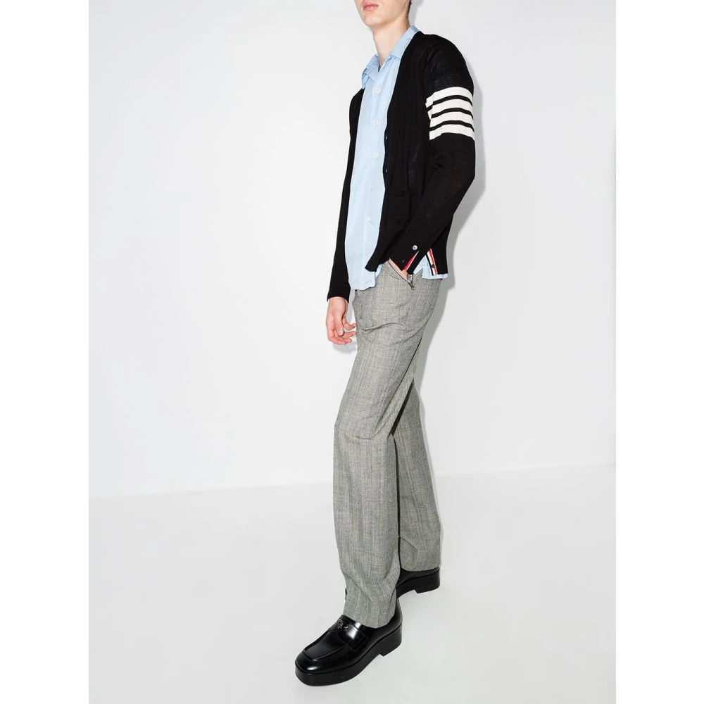Thom Browne Navy V-hals Cardigan in Merinowol Blue Heren