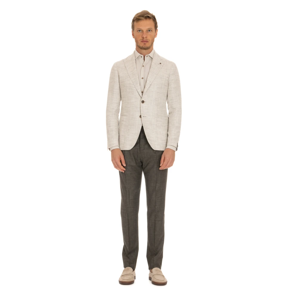 Tagliatore Single-breasted jas met peak revers Beige Heren