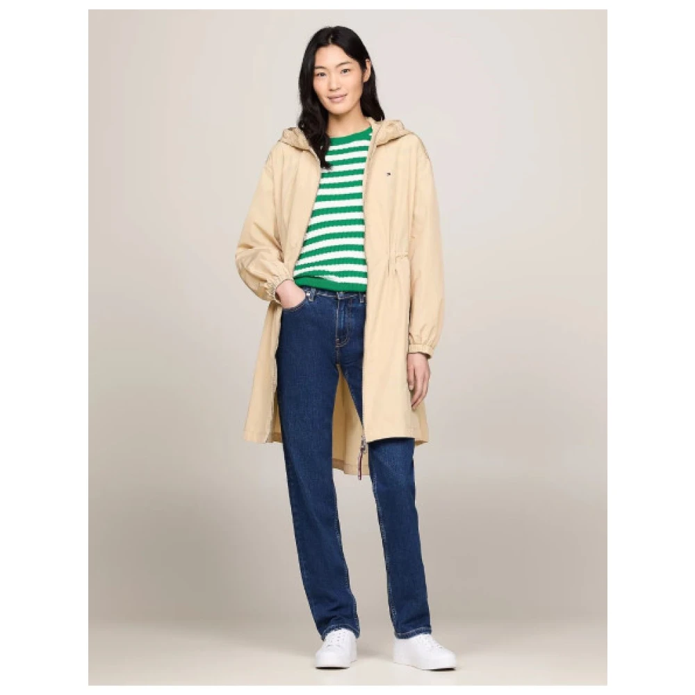 Tommy Hilfiger Winddichte Parka met Capuchon en Zakken Beige Dames