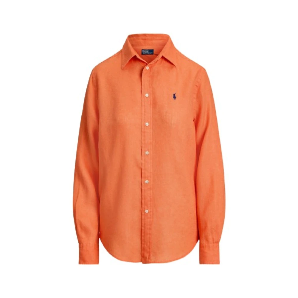 Polo Ralph Lauren Orange Chemise Lin Coupe Droite