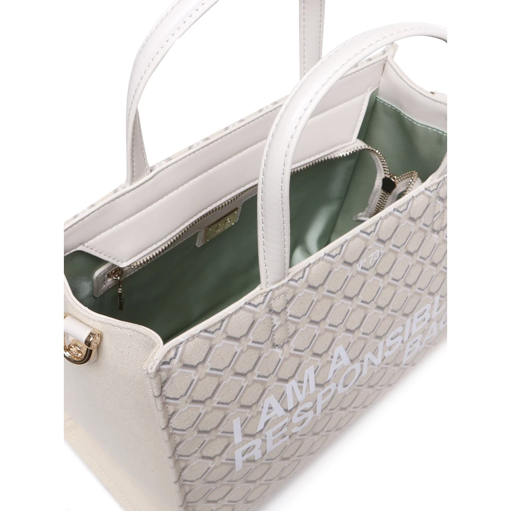 V73 Geometrische Print Eco-Vriendelijke Schoudertas White Dames