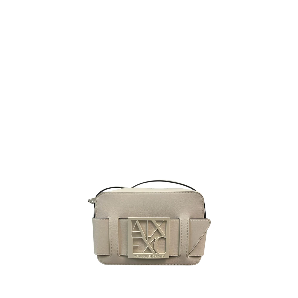 Armani Exchange Women's Beige/Golden Elegant Handbag With Details