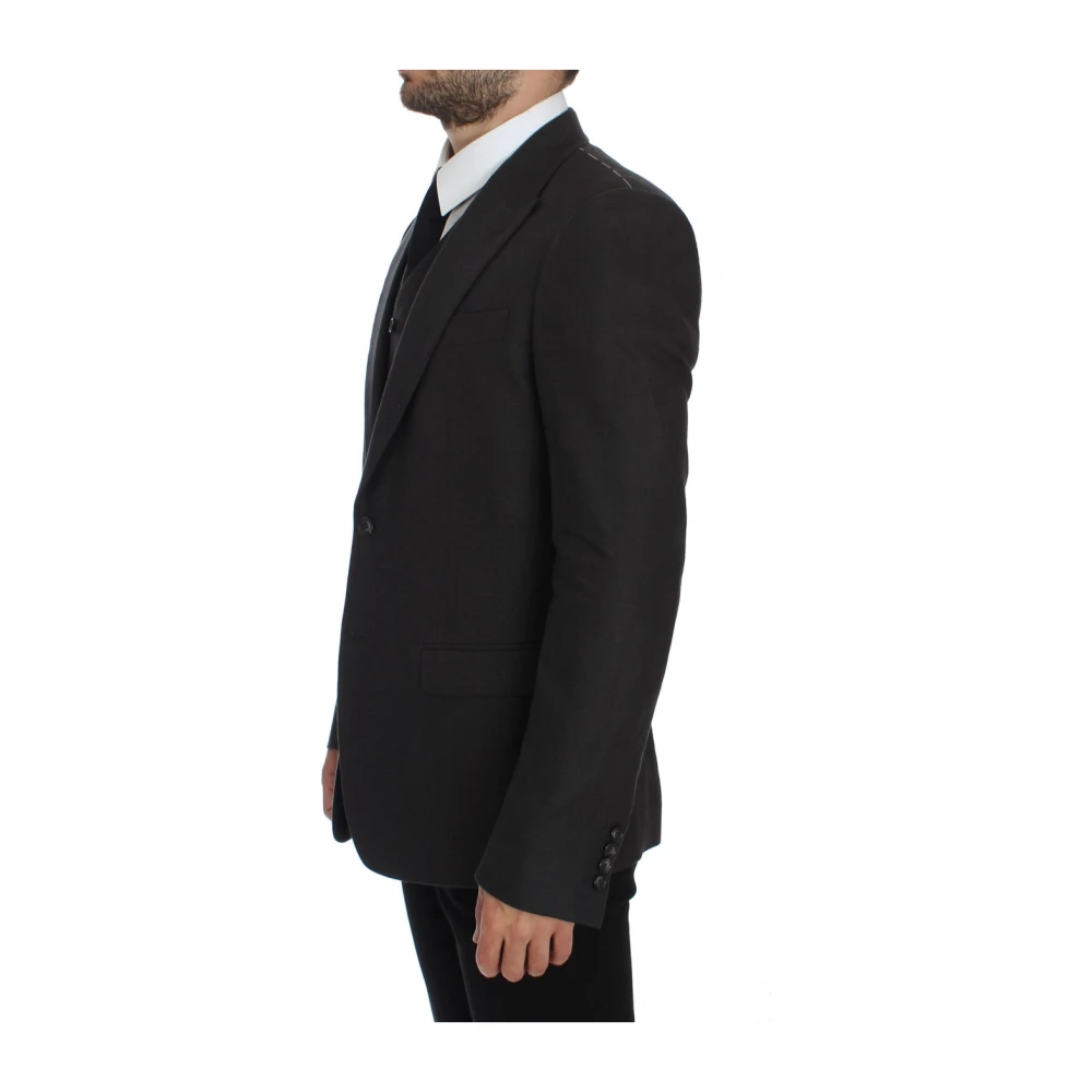 Dolce & Gabbana Elegante grijze linnen blazer en vest Gray Heren