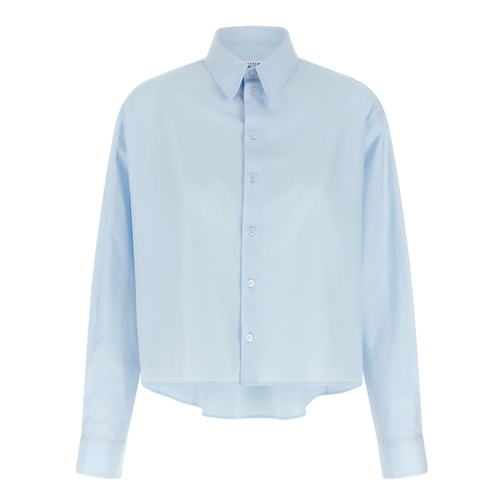 Mm6 Maison Margiela Women's Blue Cotton Poplin Shirt - Shirts - Xs - Blouses & Shirts