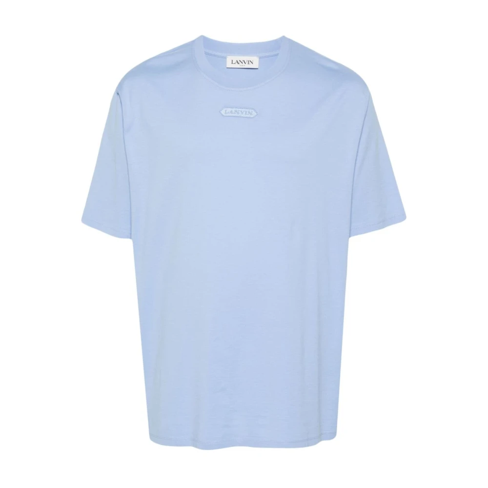 Lanvin Blauw Katoen Jersey Logo Geborduurd T-shirt Blue Heren