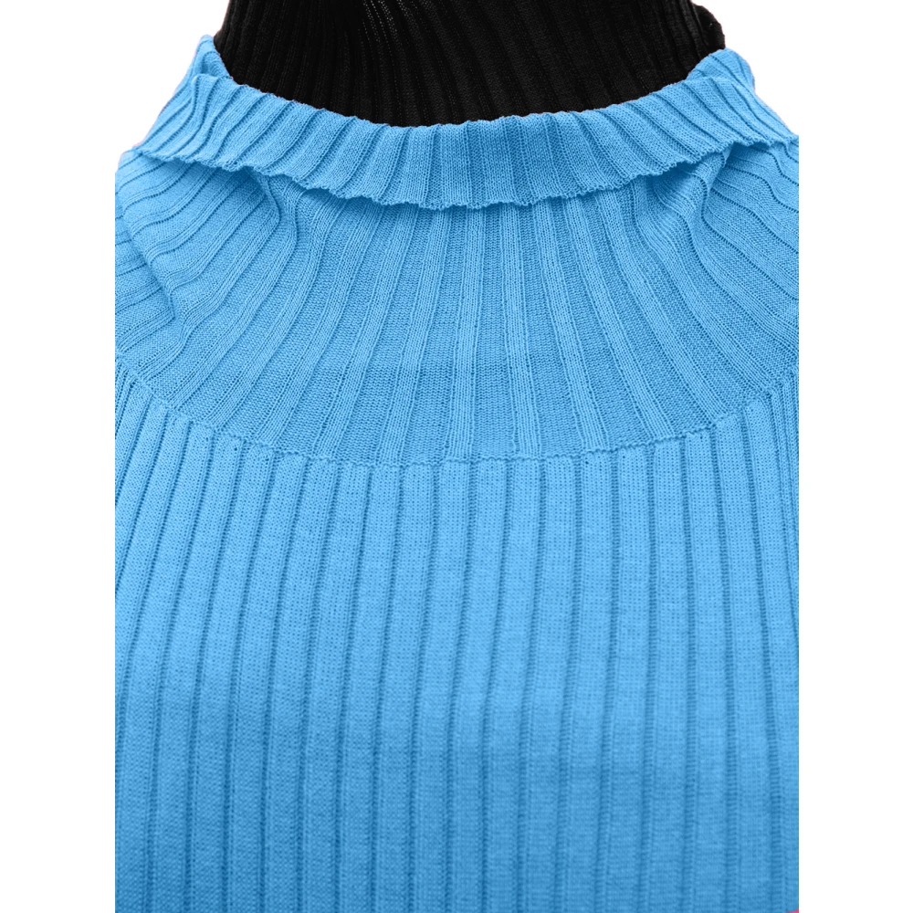 Bottega Veneta Halternek Franje Geribbelde Jurk Blue Dames