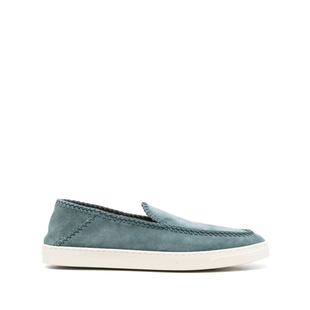 Giorgio Armani Blå Elegant Stängda Platta Sneakers Sneaker