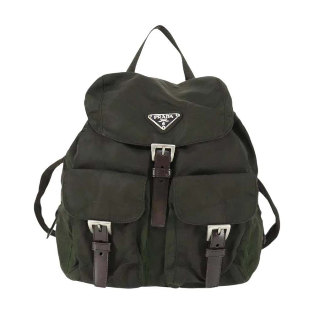 Prada Vintage Women's Green Pre-Owned Vintage Nylon Backpack