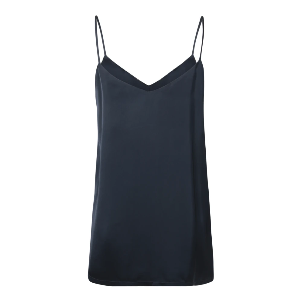 Fabiana Filippi Blauwe Satijnen Top Elegante Minimalistische Stijl Blue Dames