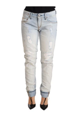 Distressed Cotton Folded Hem Denim Trouser Jeans