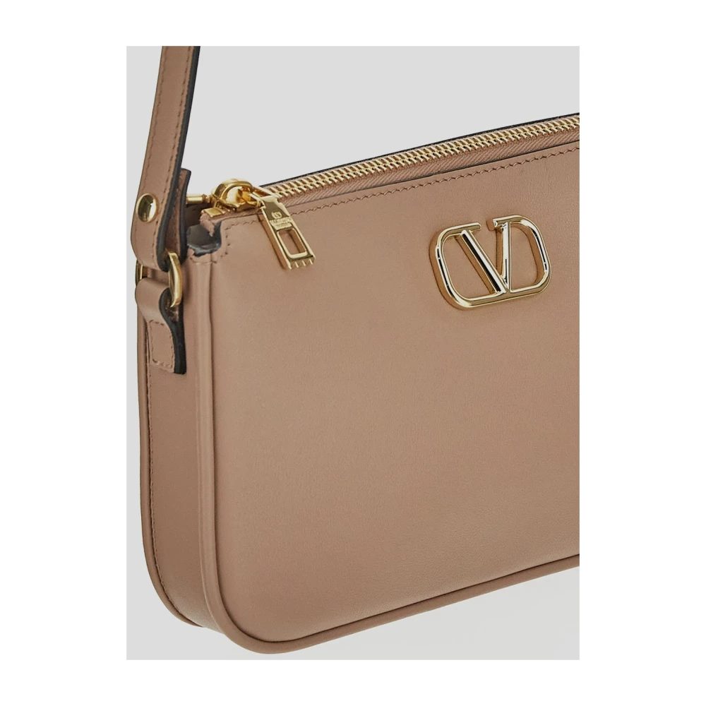 Valentino Garavani Leren Logo Tas Brown Dames