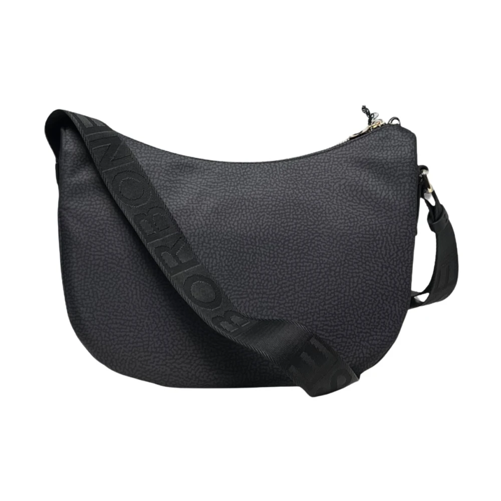 Borbonese Luna Bag Small - Stilfull Axelremsväska för den Moderna Kvinnan Black, Dam