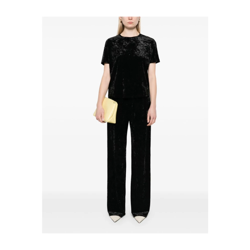 Herno Chenille Wide Leg Broek Black Dames