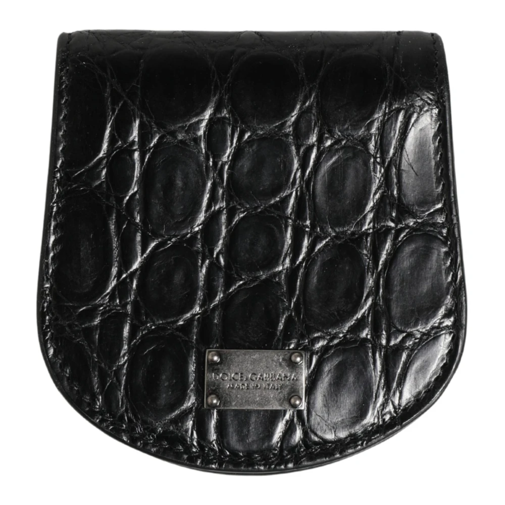 Dolce & Gabbana Unisex Black Wallets & Cardholders, One Size, Exotic Skin Condom Case Holder Pocket Wallet