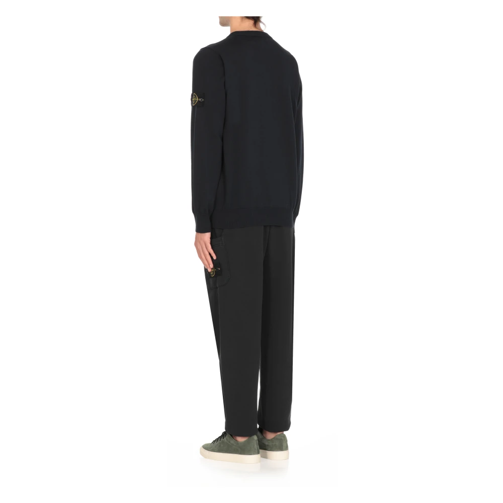 Stone Island Blauwe Katoenen Trui met Logopatch Blue Heren