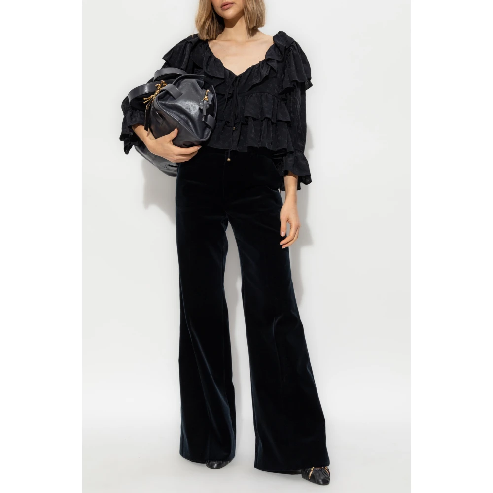 Chloé Fluwelen broek Blue Dames