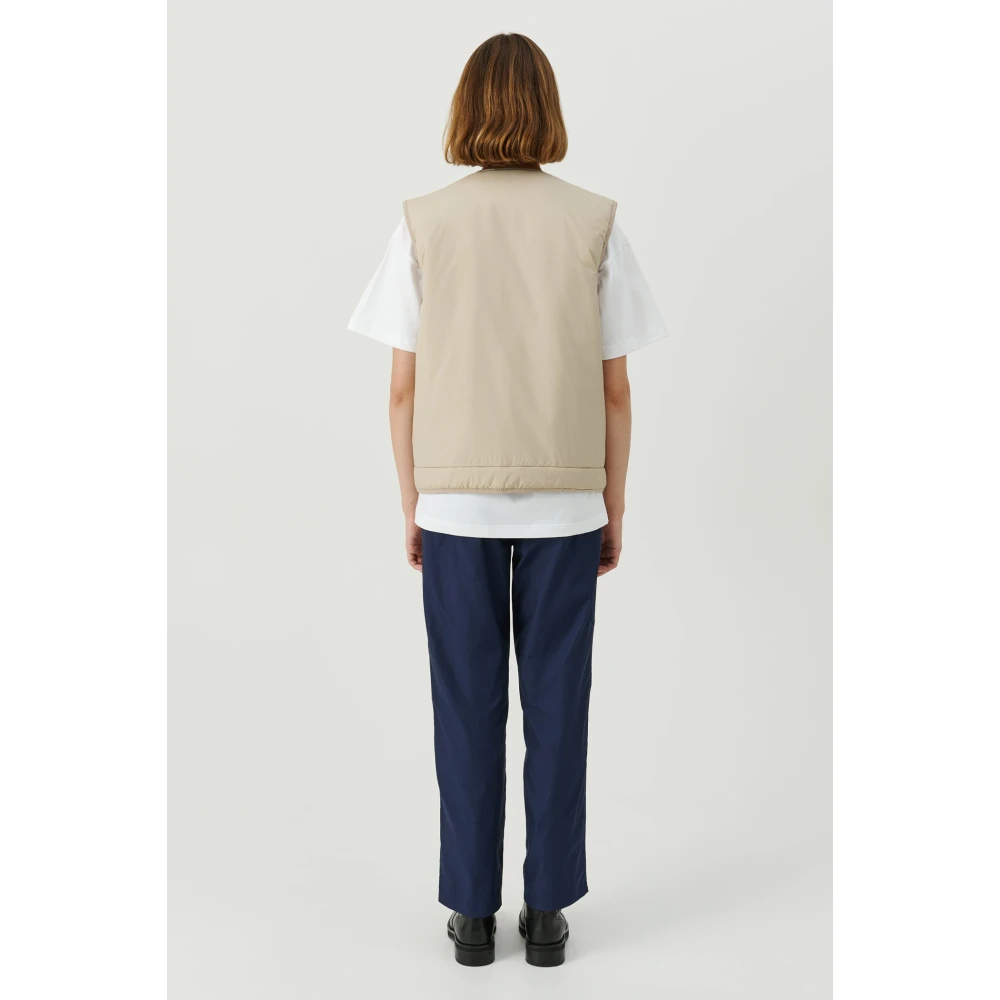 Soulland Utility Vest in Polyester Ripstop Stof Beige Heren