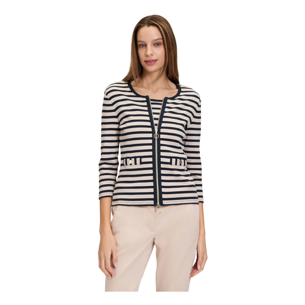 Betty Barclay Gestreepte jas met ribstructuur Beige Dames