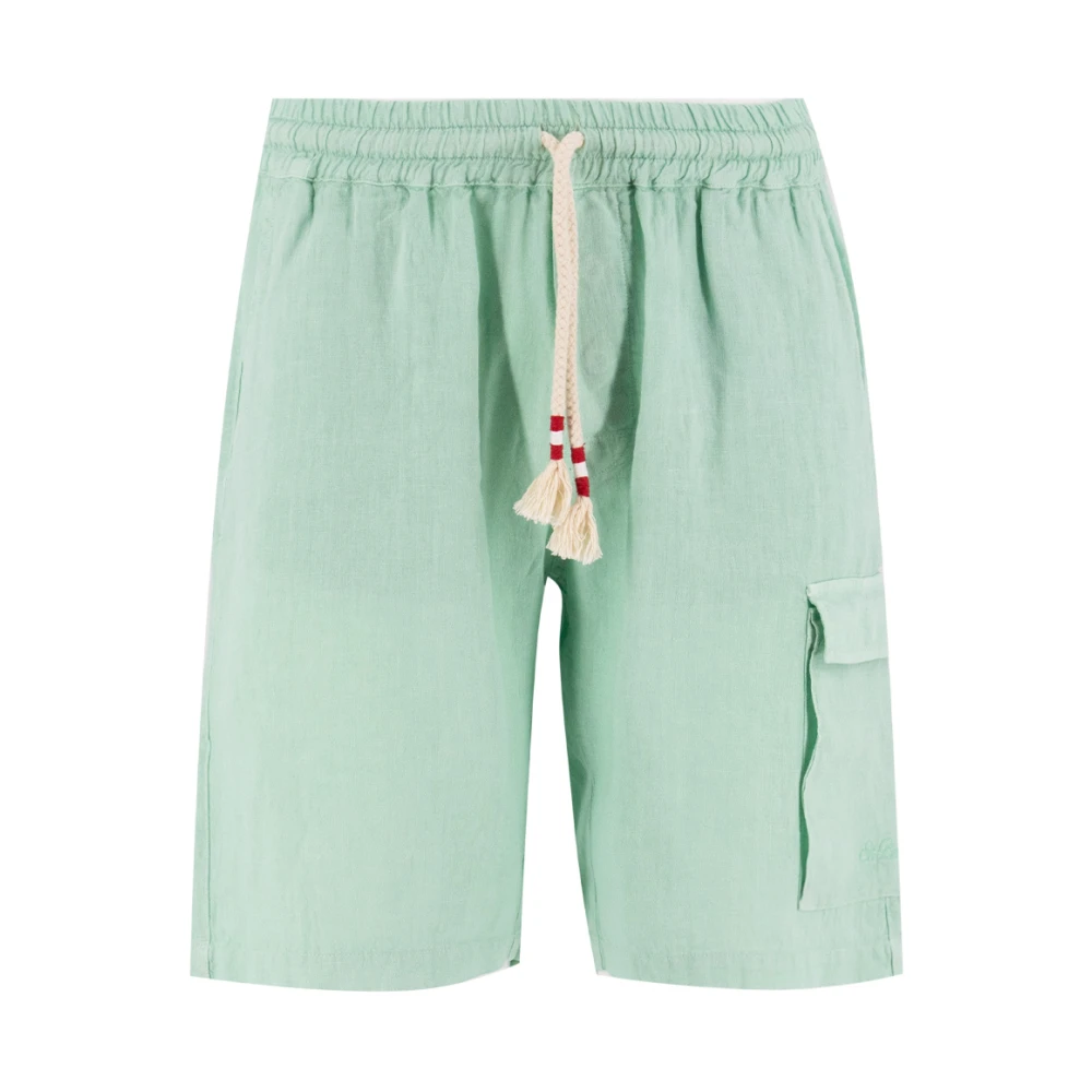 MC2 Saint Barth Linnen Trekkoord Bermuda Shorts Green Heren