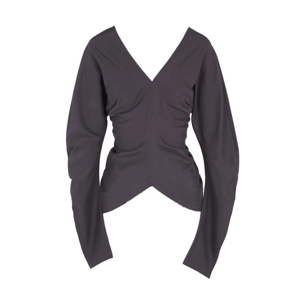 Cortana Gray Blouses, Female, M, Kaz, Top In Lead Silk