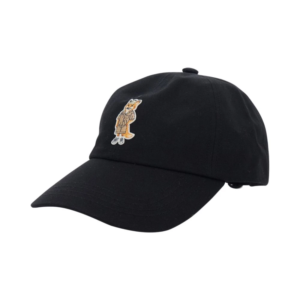Maison Kitsuné Men's Black Hats & Caps, S, Dressed Fox Baseball Cap