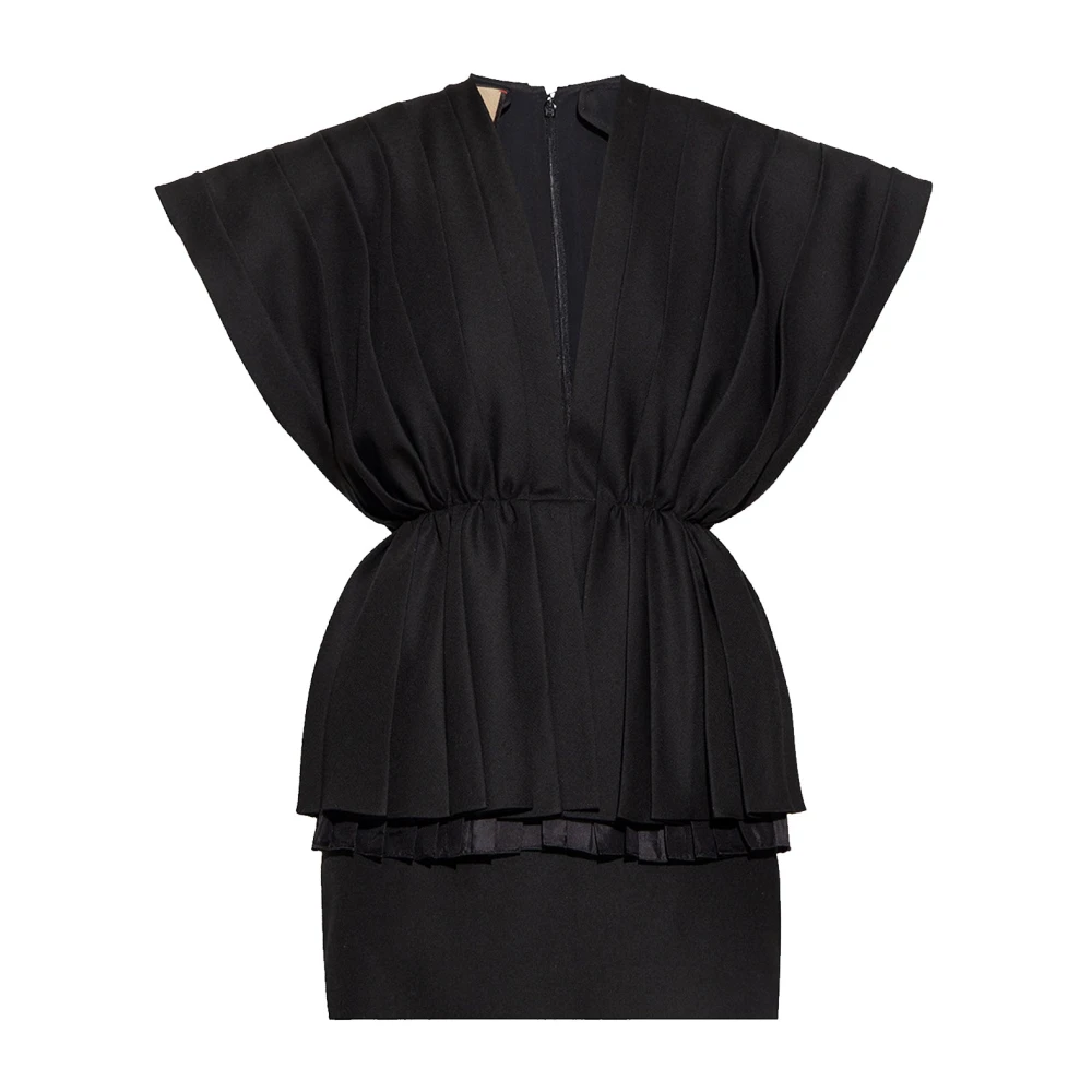 Gucci Pleated Wool Dress V-Neckline - Female - Short Dresses - Black - S - Dresses