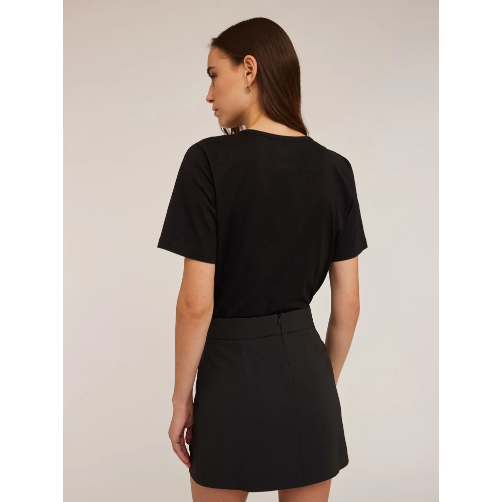 Motivi T-shirt met pailletten gemaakt van gecoate stof Black Dames
