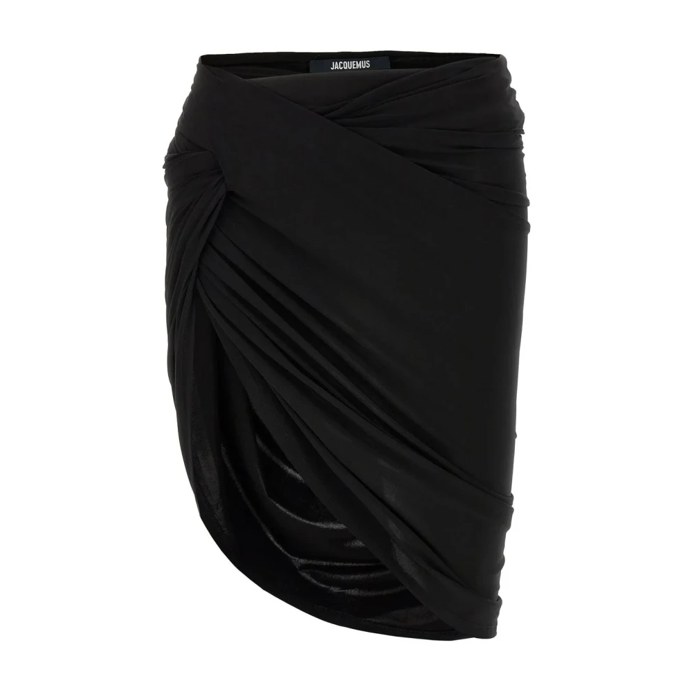 Jacquemus Asymmetrische Zoom Gedrapeerde Rok Black Dames
