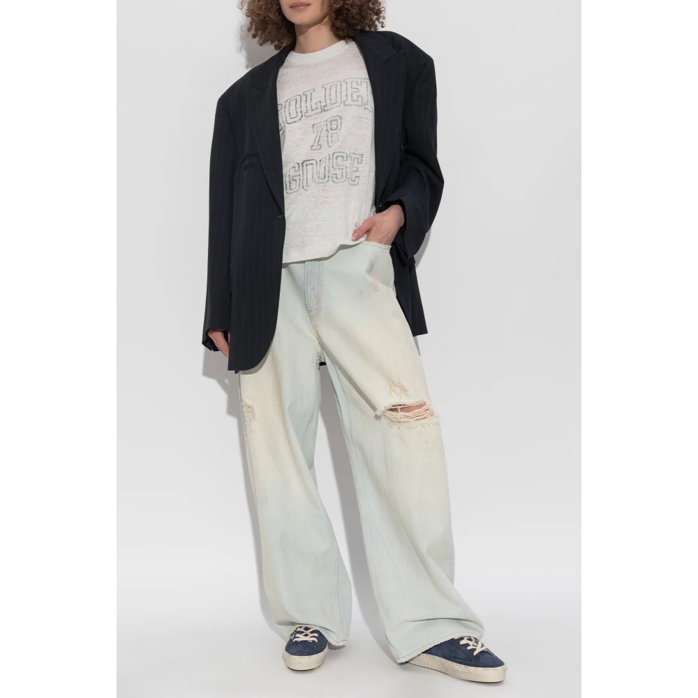 Golden Goose Linnen T-shirt Beige Dames