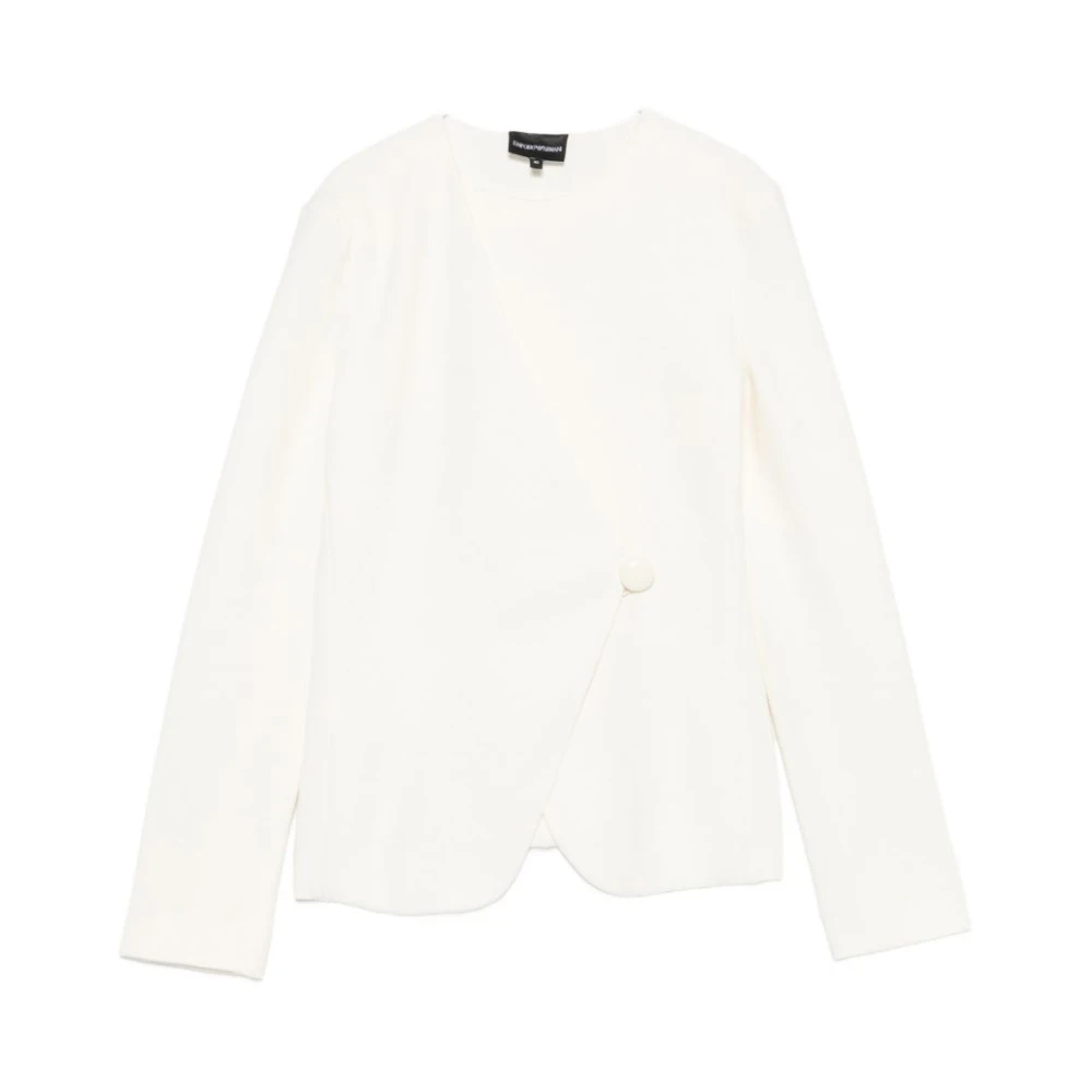 Emporio Armani Vrouw Wit Overhemden Dames, 2XS, Ottoman Jersey Jacket