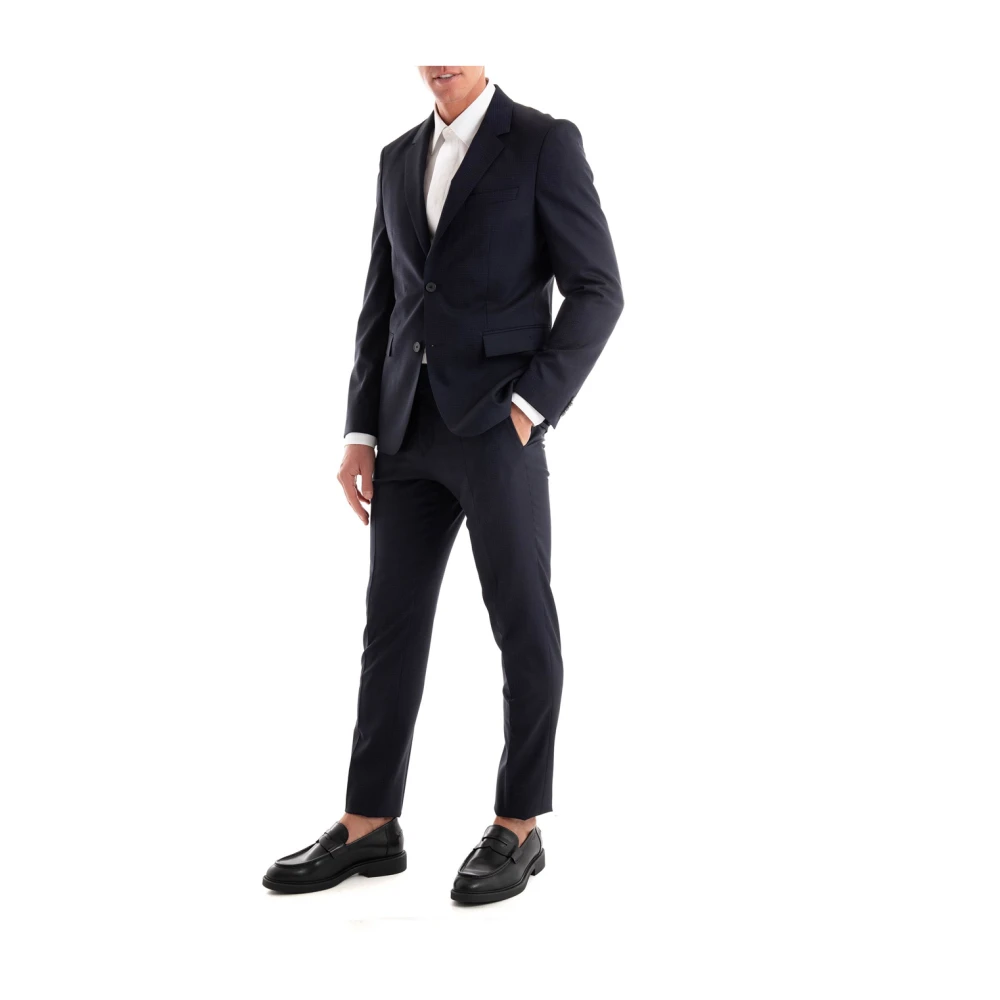 Hugo Boss Blauw Slim Fit Wollen Pak Blue Heren