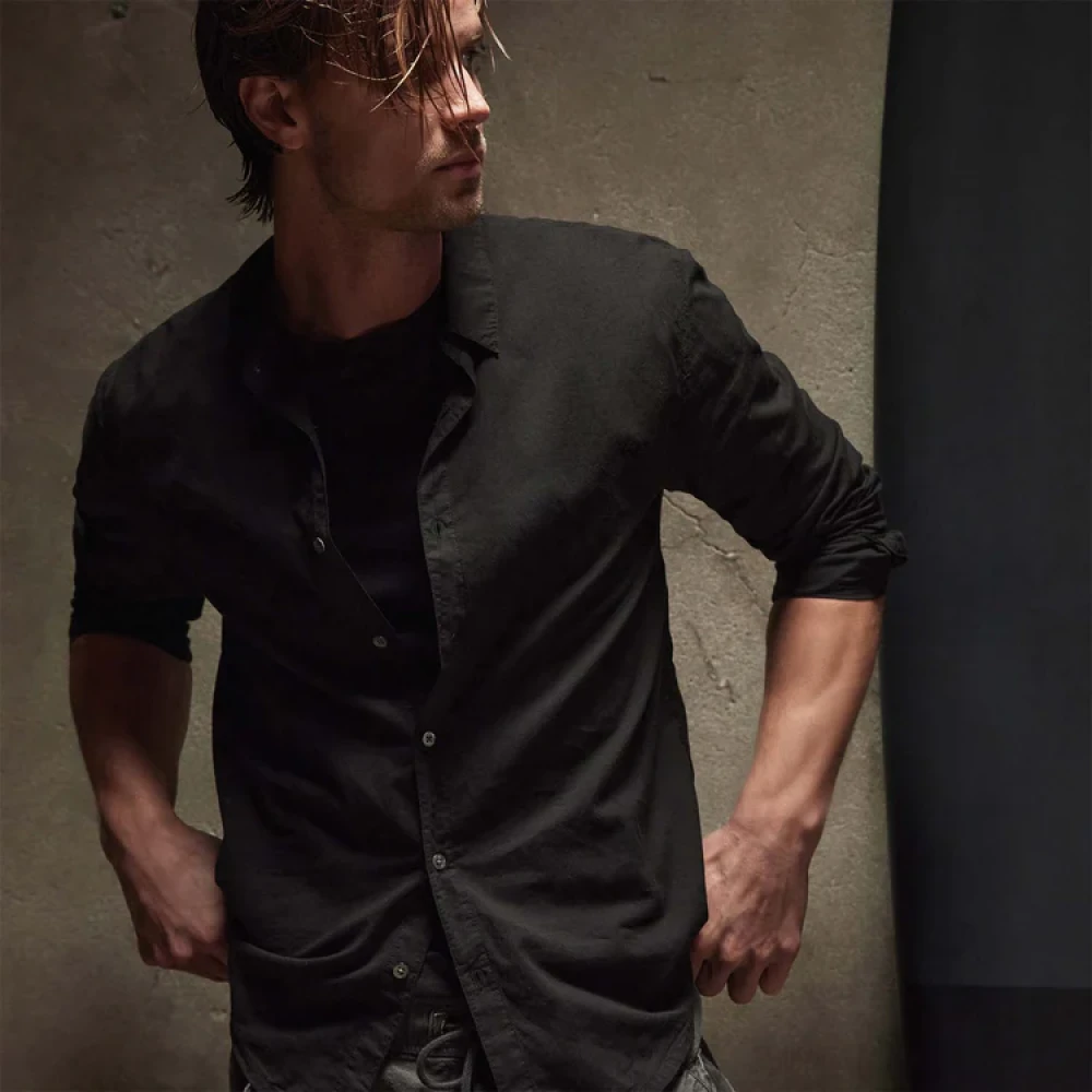 James Perse Klassieke Standaard Shirt Blue Heren