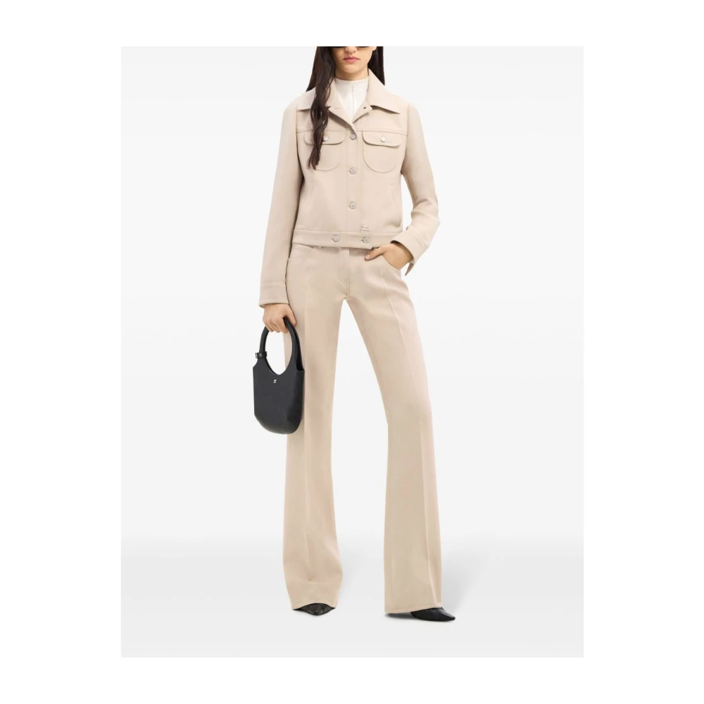 Courrèges 70s Bootcut Kameel Wijde Pijp Broek Beige Dames
