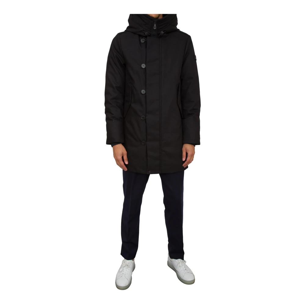 Peuterey Zwarte Parka Trenchjas Black Heren