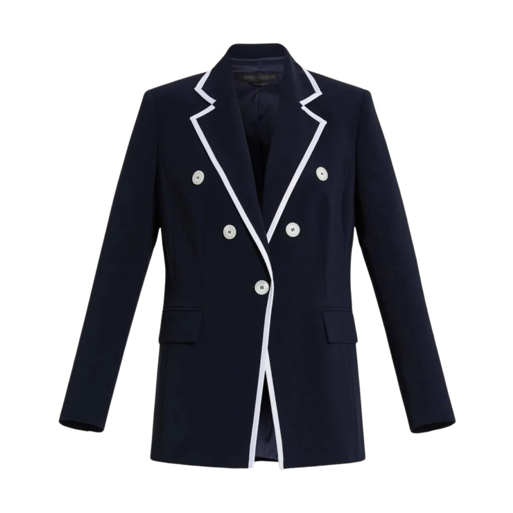 Marina Rinaldi Nautische Stijl Dubbel-Borst Jas Blue Dames