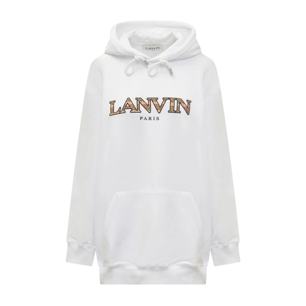 Lanvin White Hoodies, Female, S, Logo Hoodie Sweatshirt