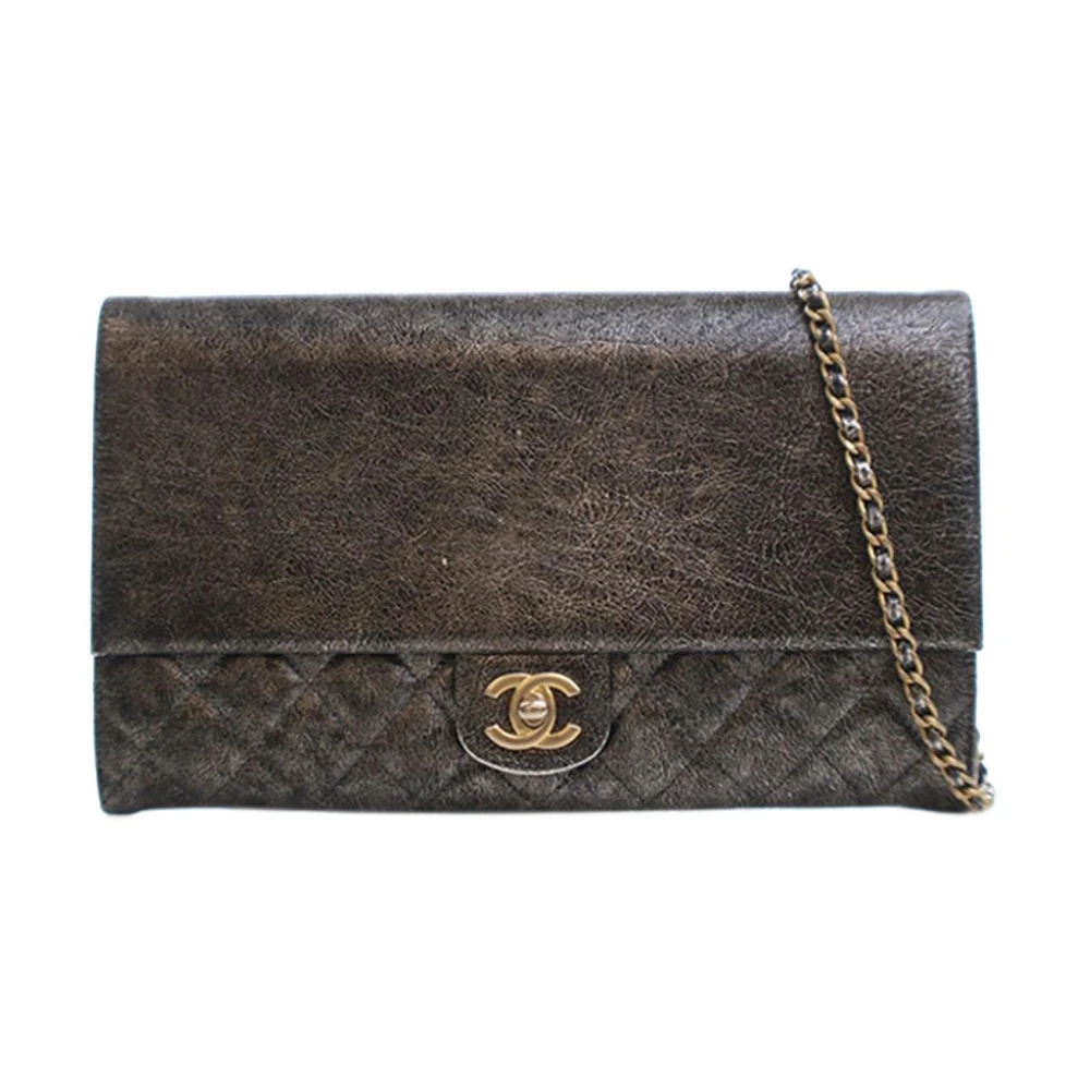Chanel Vintage Women's Gray Pre-Owned Flap Chain Bag