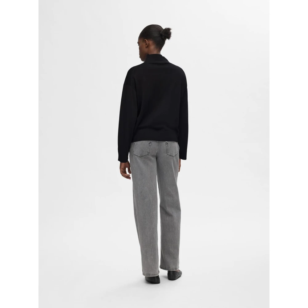 Selected Femme Merino Wol Coltrui Zwart Black Dames