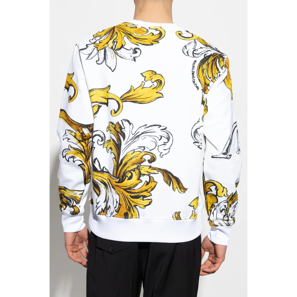 Versace Jeans Couture Sweatshirt met Outline Barocco-print White Heren