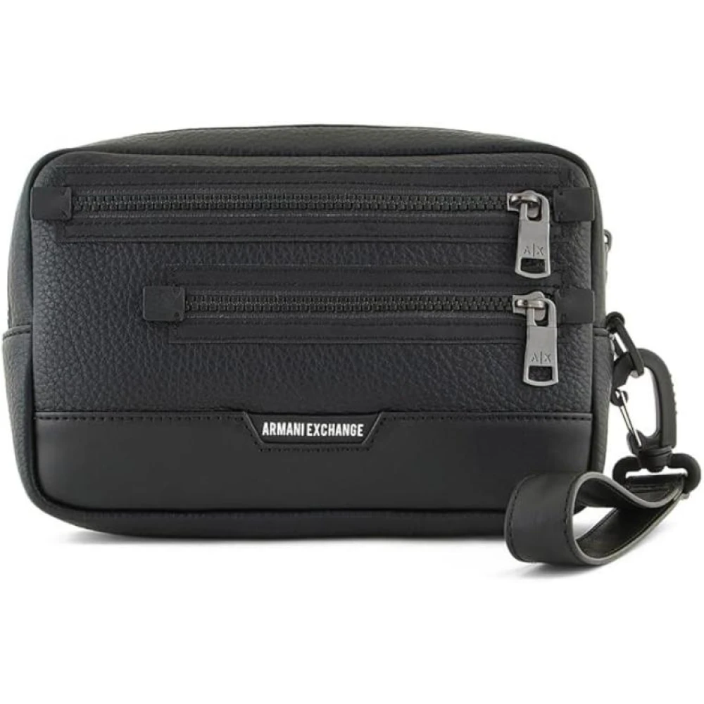 Armani Exchange Make-uptas met ritssluiting en stippenpatroon Black Heren