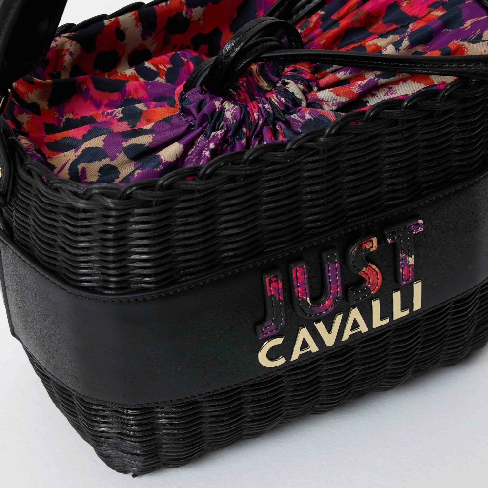 Just Cavalli Gevlochten Logo Emmer Tas Black Dames