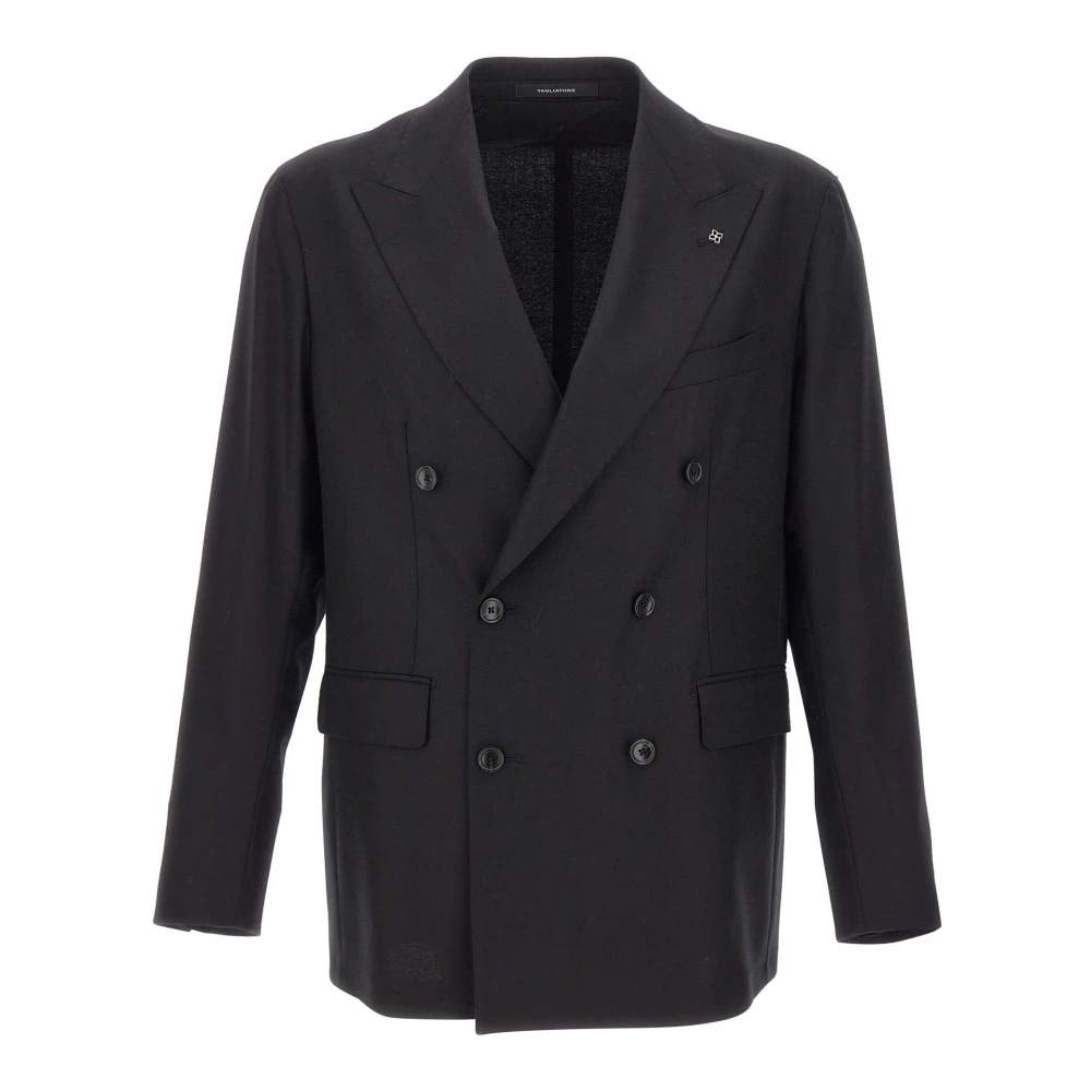 Tagliatore Black Double-Breasted Blazer - Male - Blazers - M - Suits
