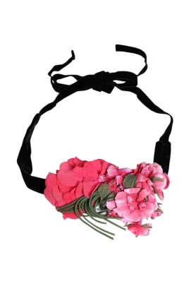Velvet Floral Applique Tie Belt