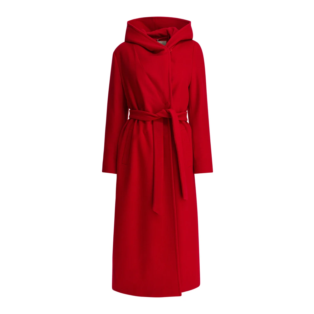 Herno Femme Rouge Manteaux, Taille: 38 Fr Manteau Ceinturé En Mélange De Laine
