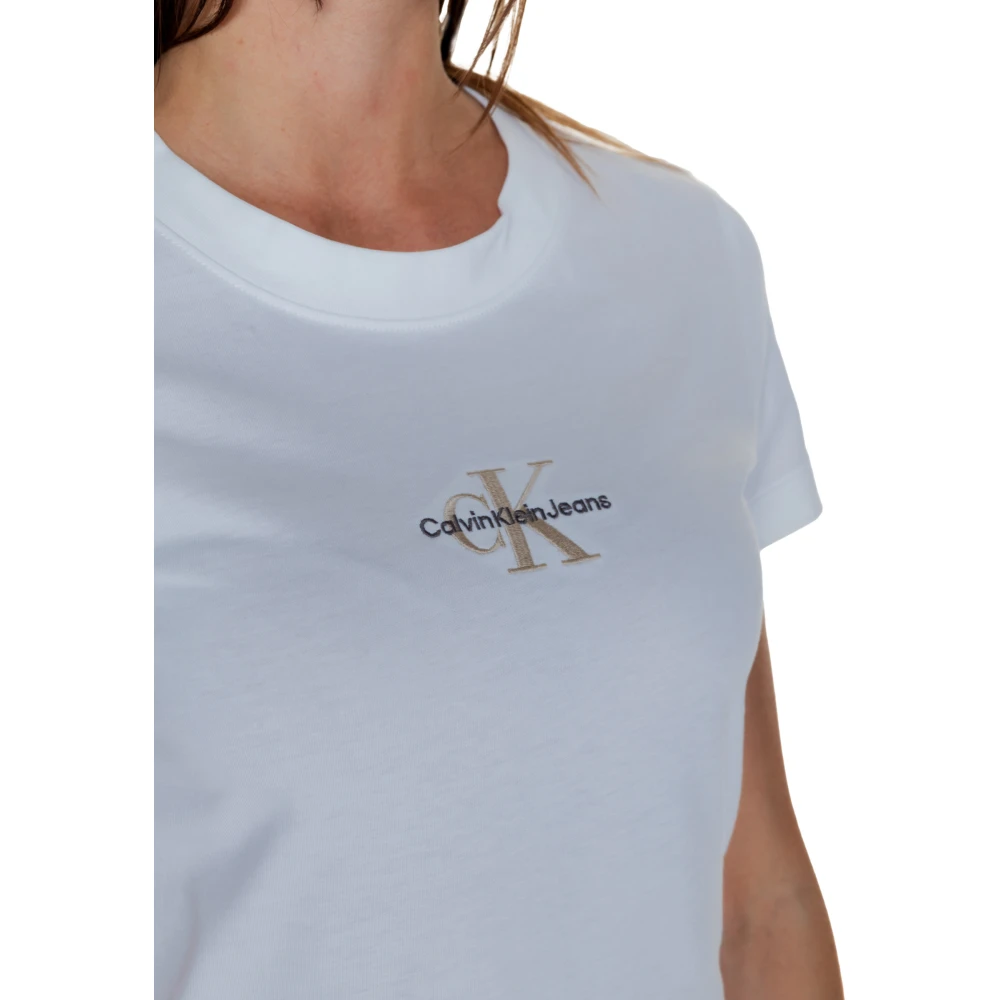 Calvin Klein Jeans Herfst Winter Dames Tee Monologo White Dames