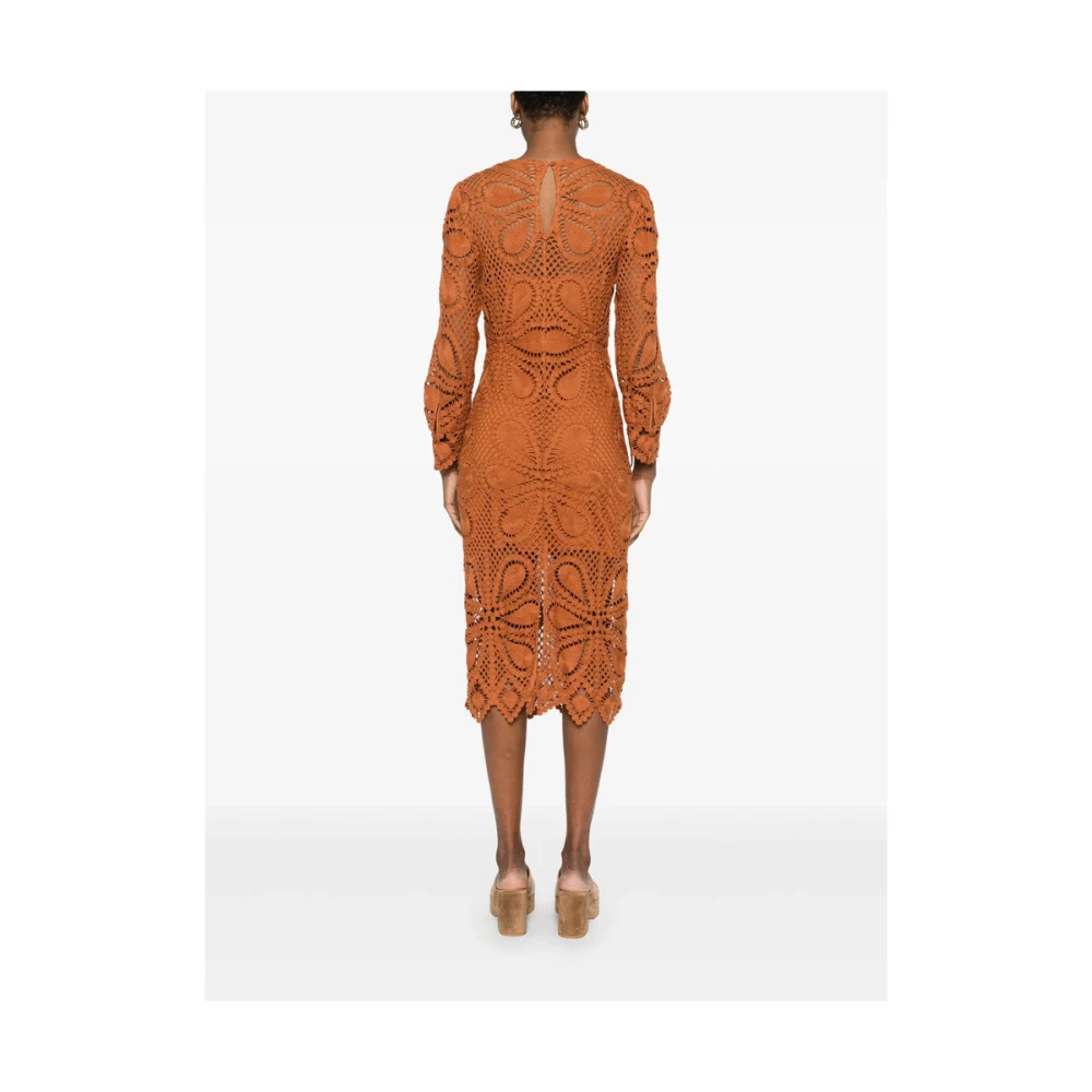 BA&SH Terracotta Bruine Jurk met Lange Mouwen Brown Dames