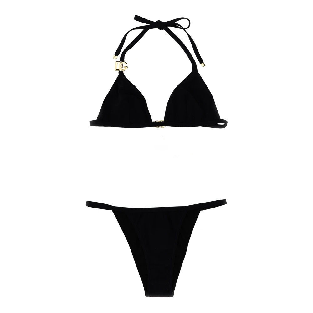 Dolce & Gabbana Women's Black Triangle Bikini With Dg Logo - Bikinis - S - Swimwear